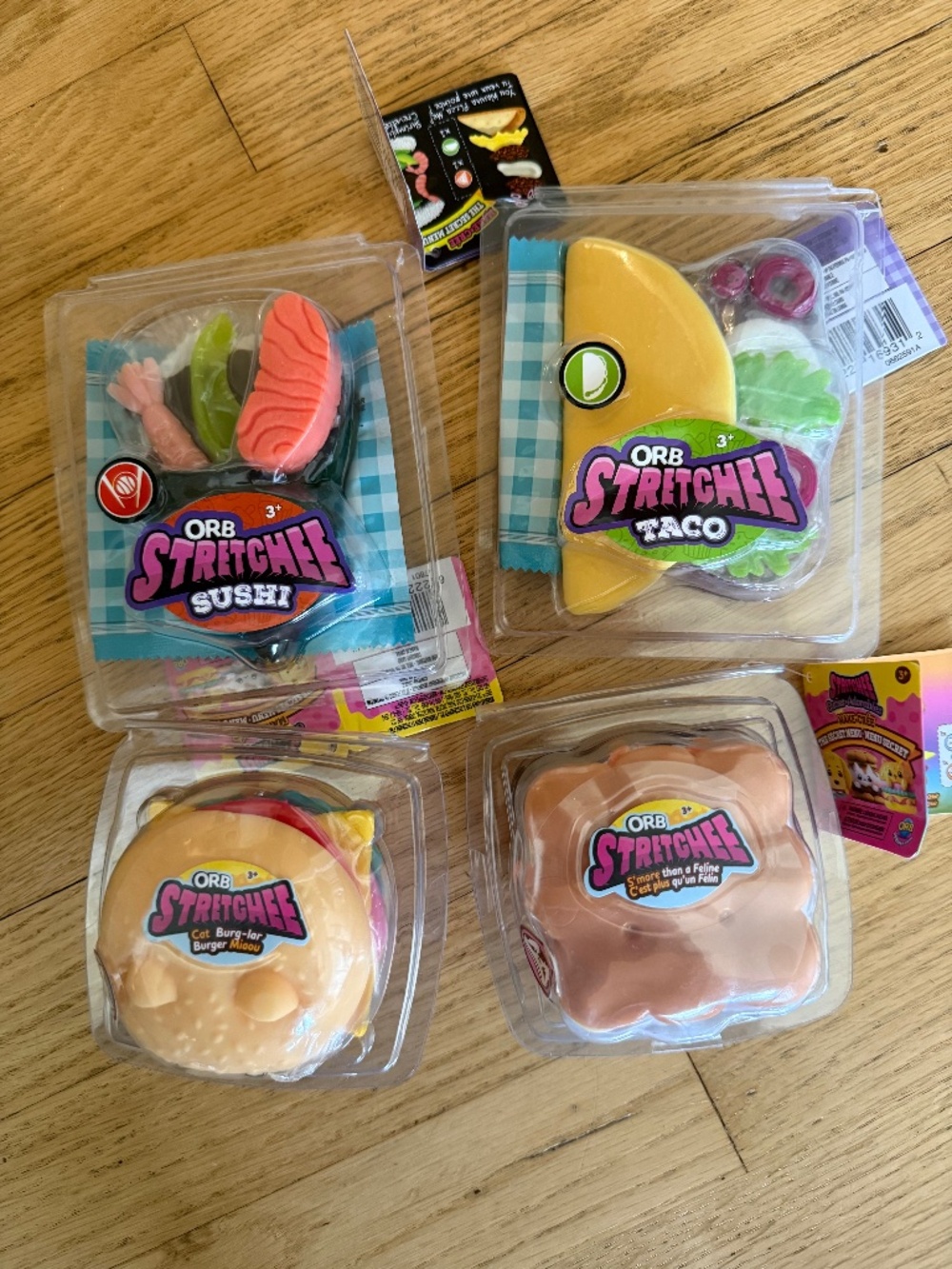 Squishy Food Set – Cat Burger, S’more, Taco, Sushi – Cute Stress Relief